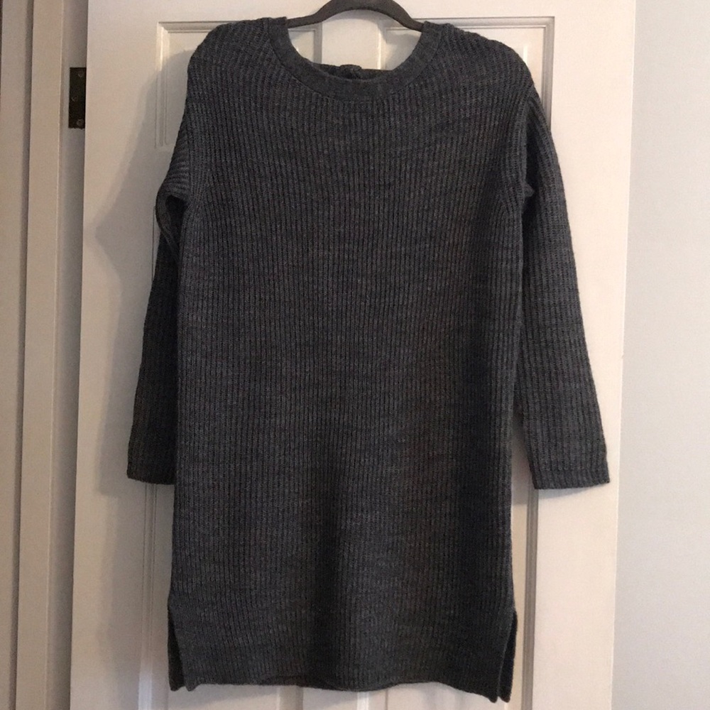 Grey cable knit sweater dress